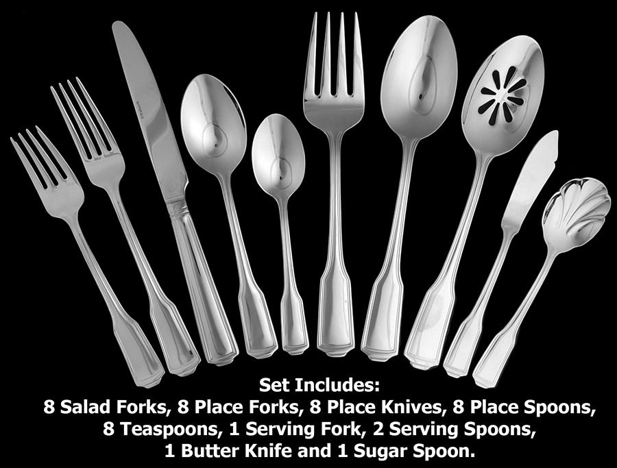 Whitney-American Chippendale (Stainless) 45 Piece Set by Wallace Silver-1