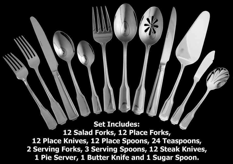 Whitney-American Chippendale (Stainless) 92 Piece Set by Wallace Silver-1