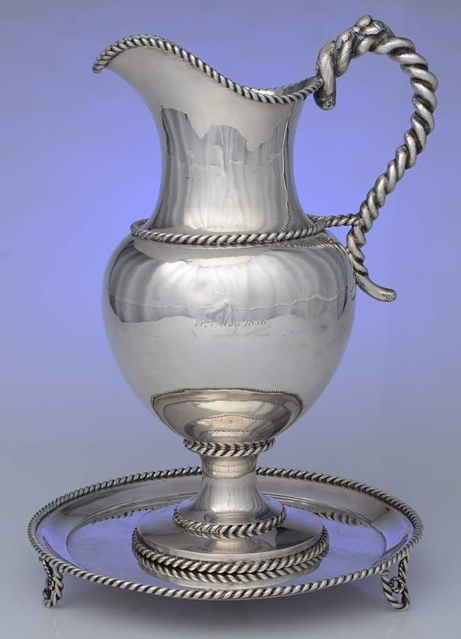 WGO10 (Coin, Hollowware) Footed Ewer/Pitcher & Underplate by William Gale & Son-1