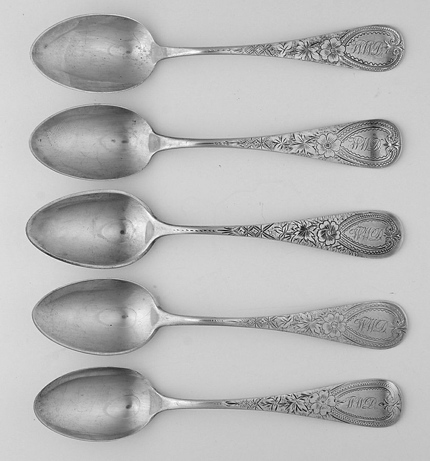 WMK4 (Sterling) Teaspoon - Set of 5 by John Wanamaker-1