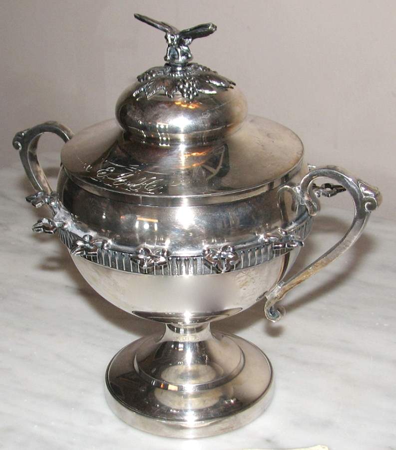 209 (Silverplate, Hollowware) Spooner with Lid by Wilcox Silverplate-1