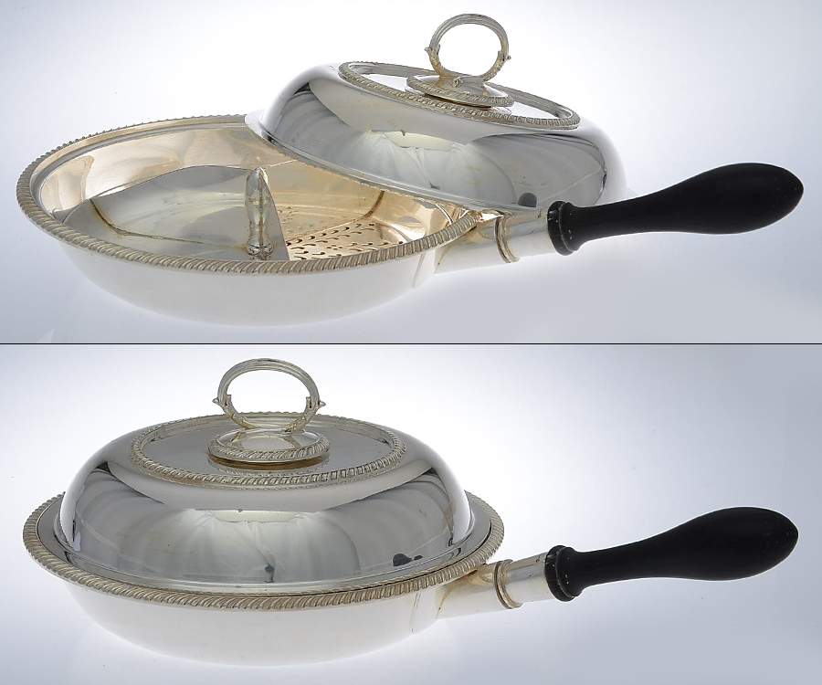 Silverplate Hollowware 3 Part Round Divided Vegetable with Lid by Wm Hutton & Sons-1