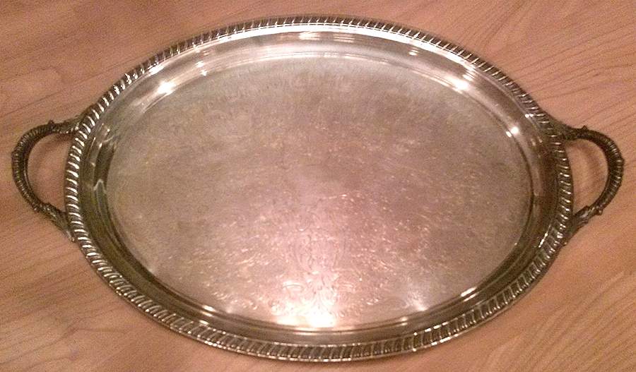 160 (Silverplate, Hollowware) Large Silverplate Waiter Tray by W & S Blackington Co-1