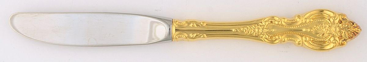 Golden Grand Victorian (Sterling) Modern Hollow Butter Spreader (Stainless) by Wallace Silver-1