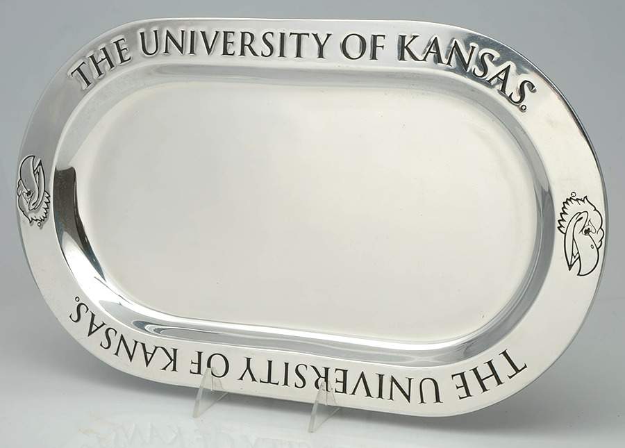 University of Kansas (Armetale, Hollowware) 18" Oval Tray by Wilton Armetale-1