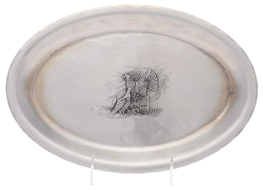 Aluminum Hollowware 12" Oval Serving Platter by Wendell August-1