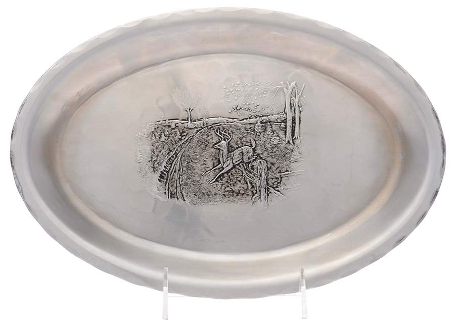 Aluminum Hollowware 12" Oval Serving Platter by Wendell August-1