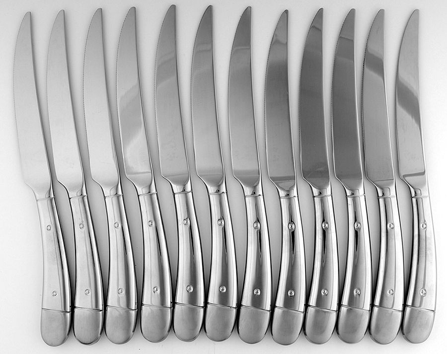 Riveted (Stainless) Individual Solid Pistol Handled Steak Knife - Set of 12 by WMF Flatware-1