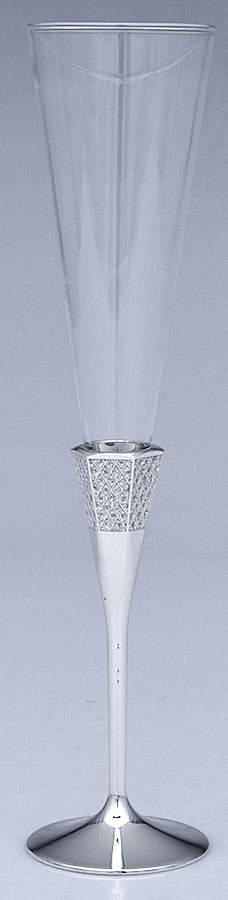 Lismore Diamond (Silverplate, Hollowware) Glass & Silver Champagne Flute by Waterford-1