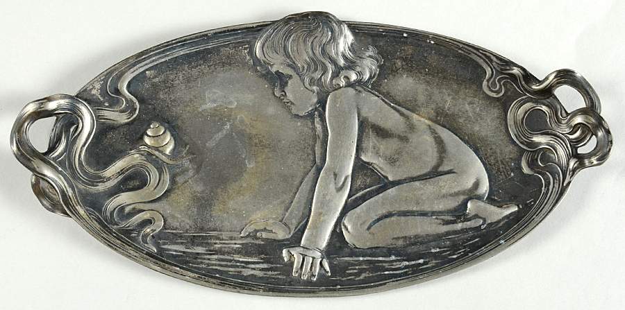 Art Nouveau Style (Silverplate, Hollowware) Sterling Card Tray by WMF Flatware-1