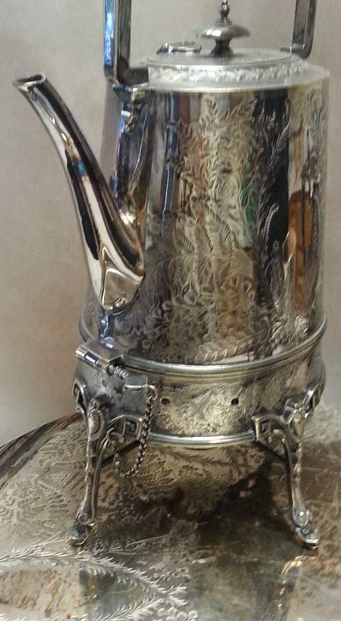 53282 (Silverplate, Hollowware) Kettle, Stand & Burner by Walker & Hall-1