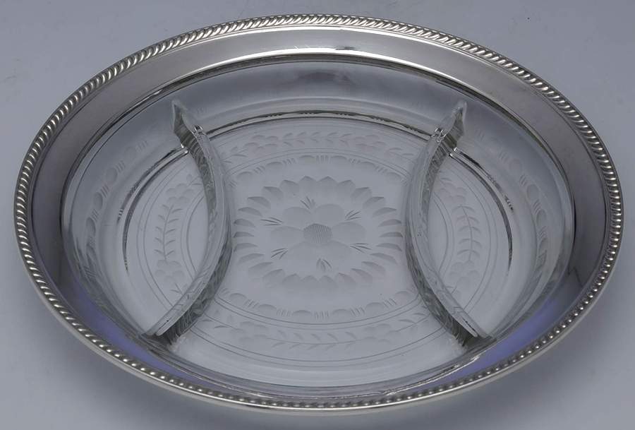 J4 (Sterling, Hollowware) Sterling Relish with Glass Liner by Watson-1