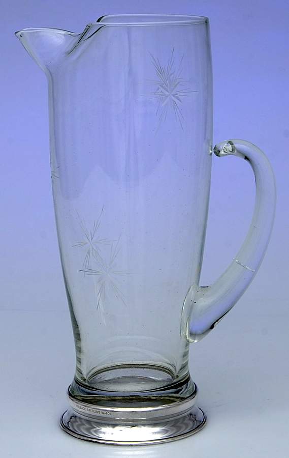 W-401 (Sterling, Hollowware) Crystal Martini Pitcher W/Sterling Base by Wallace Silver-1