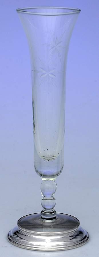 R-60 (Sterling, Hollowware) 8" Crystal Vase with Sterling Base by Wallace Silver-1