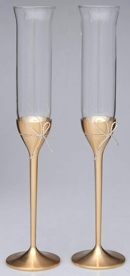 Love Knots (Gold Electroplate, Hollowware) Champagne Flute - Set of 2 by Wedgwood Silver-1