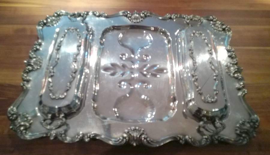 Victoria (Silverplate, Hollowware) 3 Part Rectangular Tray by W & S Blackington Co-1
