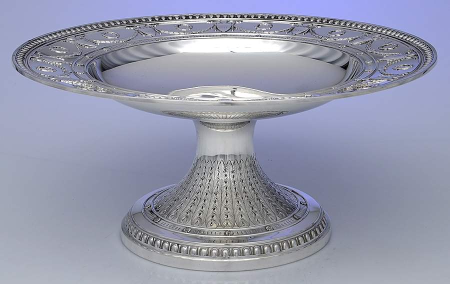 1087 (Sterling, Hollowware) 12" Round Pedestal Centerpiece by Whiting Manf Co-1