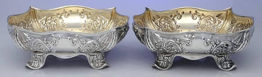 2064 (Sterling, Hollowware) Pair of 9" 4-Toed Round Centerpieces by Whiting Manf Co-1
