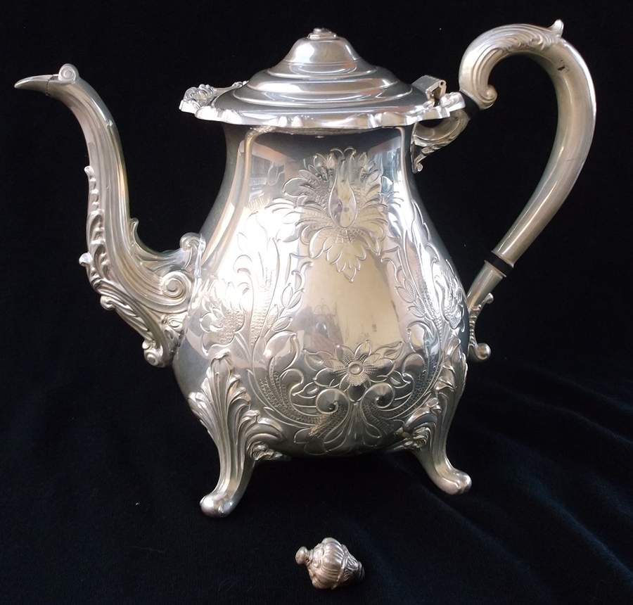 45 (Hand Chased, Silverplate, Hollowware) Teapot by W & S Blackington Co-1