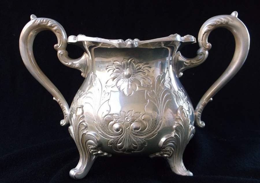 45 (Hand Chased, Silverplate, Hollowware) Sugar Bowl No Lid by W & S Blackington Co-1