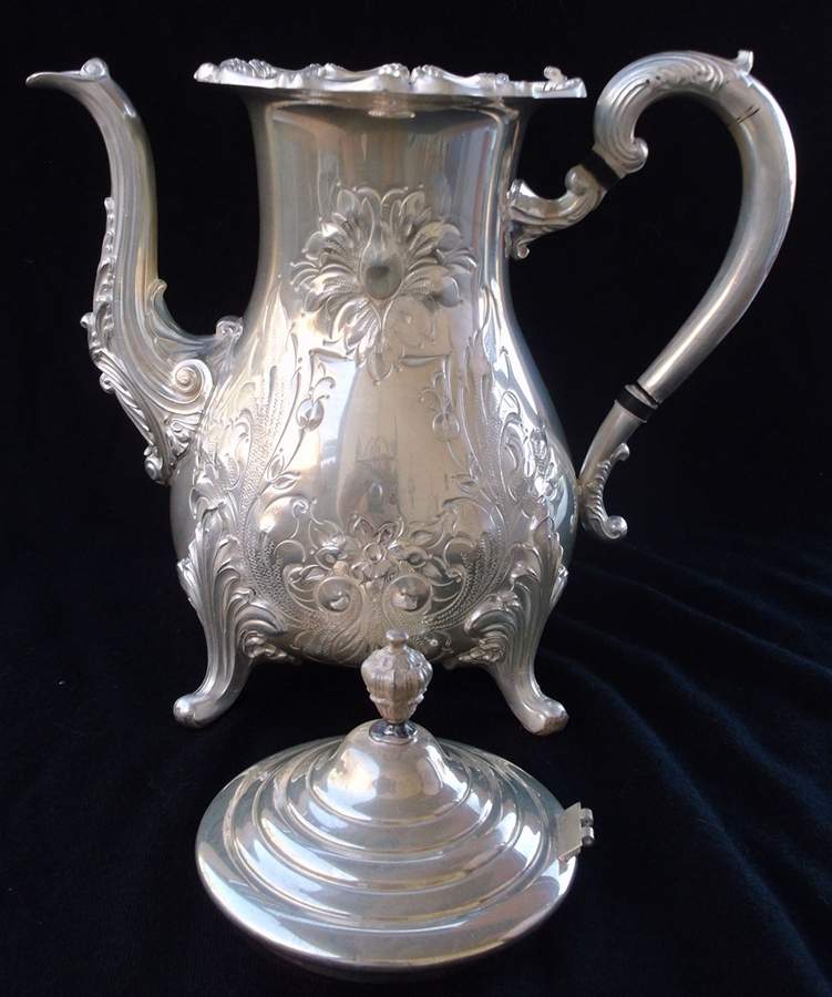 45 (Hand Chased, Silverplate, Hollowware) Silverplate Coffee Pot by W & S Blackington Co-1