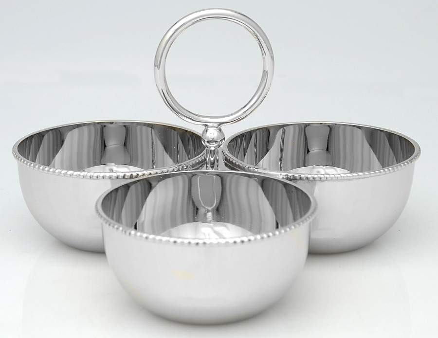 Town & Country (Metal, Hollowware) 3 Section Nut Serving Bowl by Waterford-1