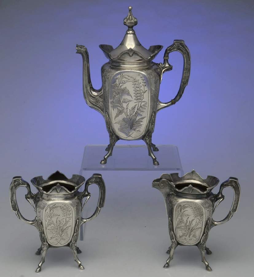 137 (Silverplate, Hollowware) 3 PC Coffee Set (CP, CR, SUO) by Wilcox Silverplate-1