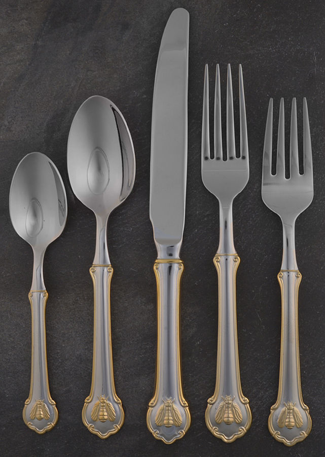 Gold Napoleon Bee (Stainless) 5 Piece Place Setting by Wallace Silver-1