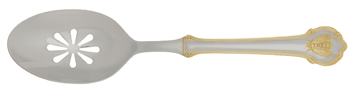 Gold Napoleon Bee (Stainless) Pierced Tablespoon (Serving Spoon) by Wallace Silver-1