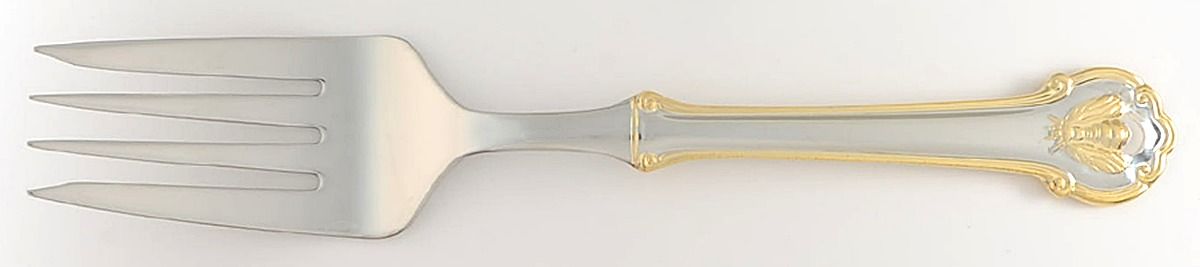 Gold Napoleon Bee (Stainless) Large Solid Cold Meat Serving Fork by Wallace Silver-1