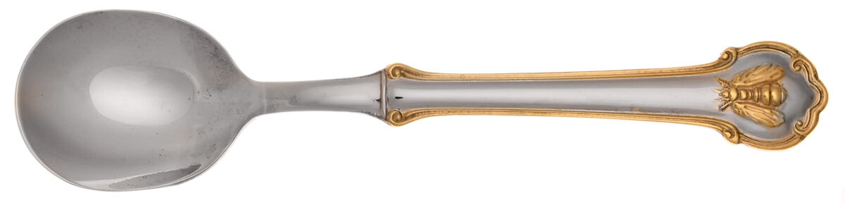 Gold Napoleon Bee (Stainless) Round Bowl Soup Spoon (Cream Soup) HC by Wallace Silver-1