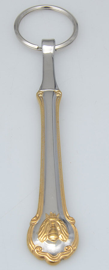 Gold Napoleon Bee (Stainless) Key Ring with Stainless Hoop HC by Wallace Silver-1