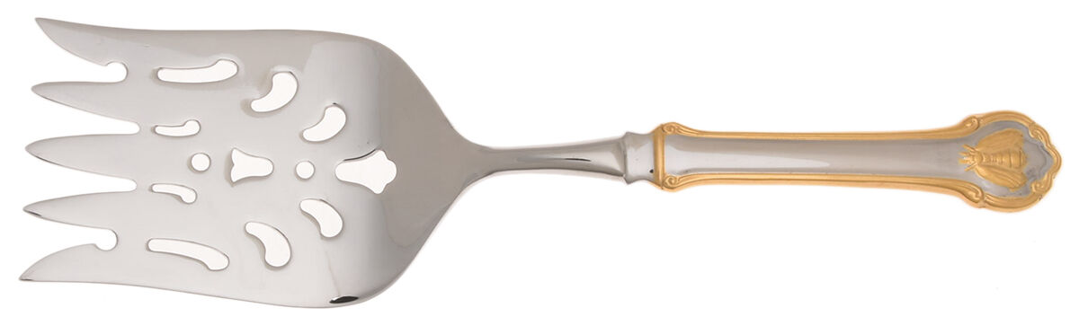 Gold Napoleon Bee (Stainless) Fish Serving Fork with Stainless Tines HC by Wallace Silver-1