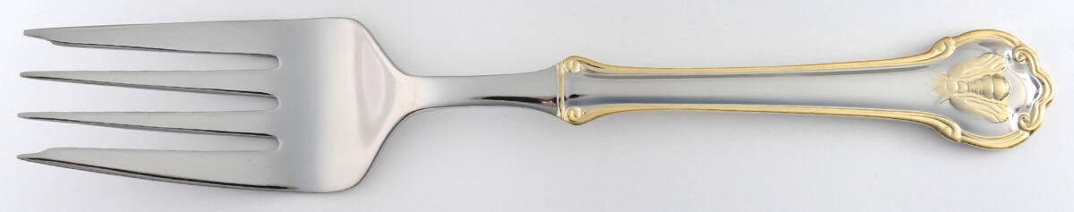 Gold Napoleon Bee (Stainless) Medium Solid Cold Meat Serving Fork by Wallace Silver-1