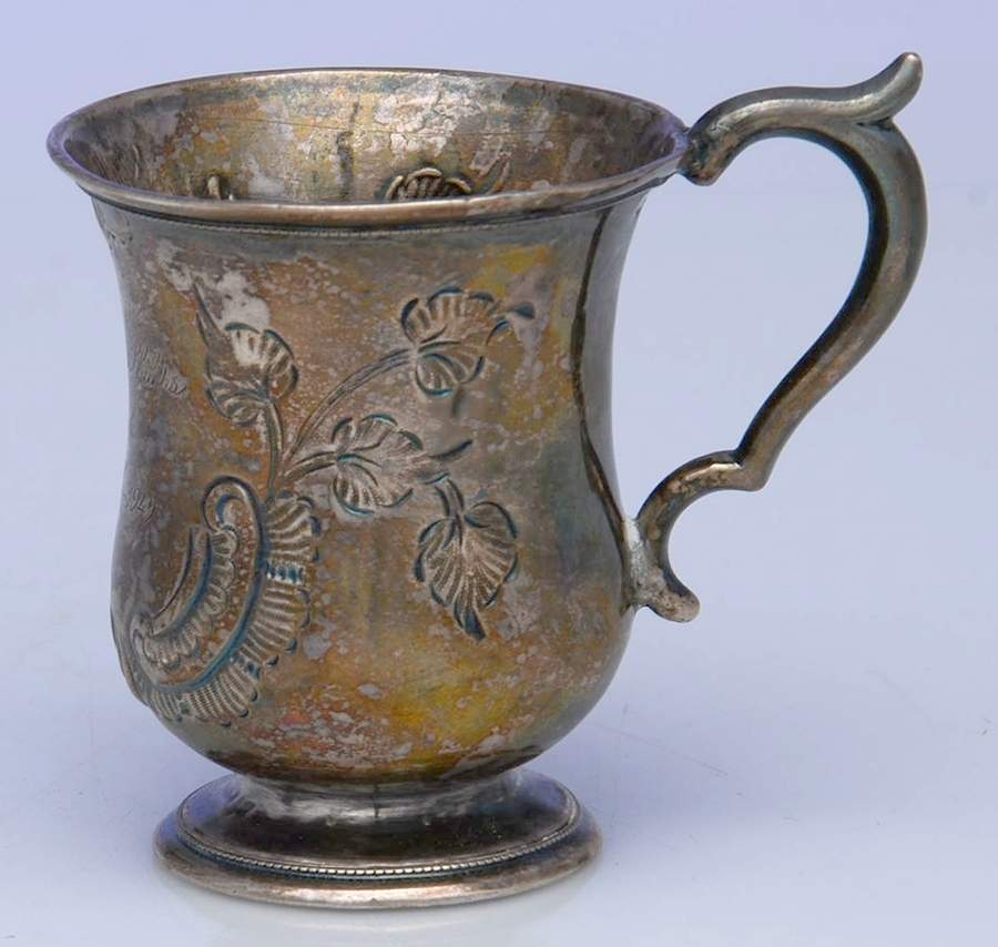 W2E2 (Coin Silver, Hollowware) Baby Cup by William H Ewan-1