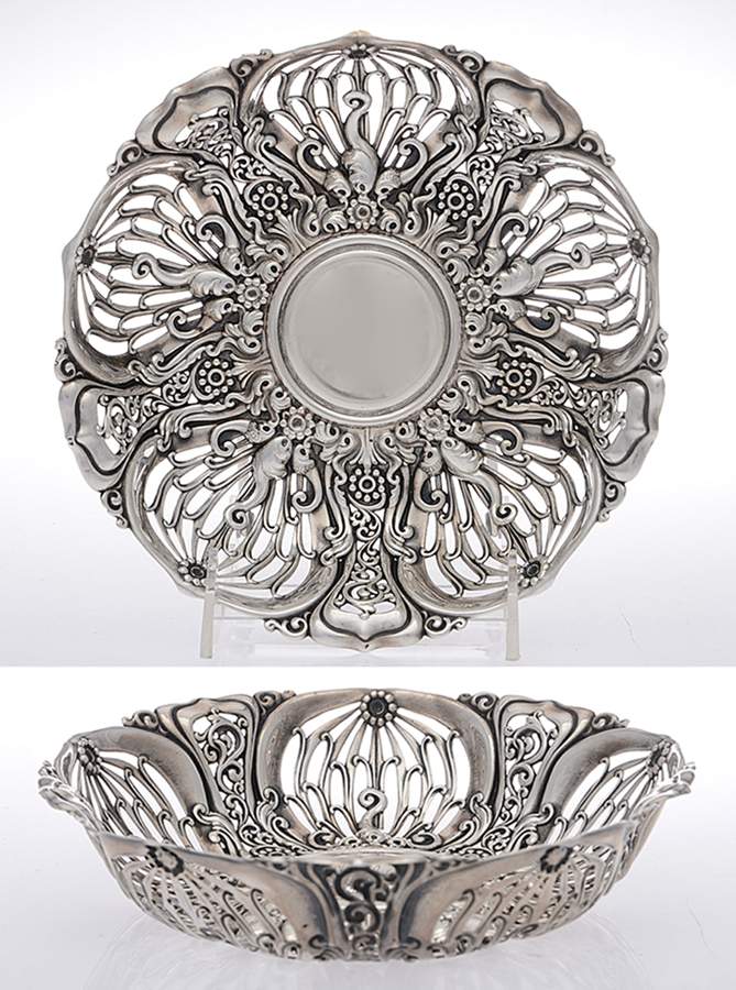 3621 (Sterling, Hollowware) 7" Pierced Bon Bon Bowl by Whiting Manf Co-1