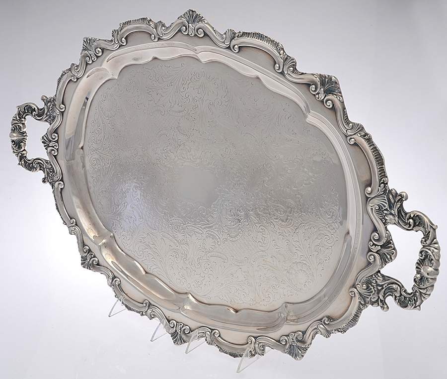 200 (Silverplate, Hollowware) Large Silverplate Waiter Tray by W & S Blackington Co-1