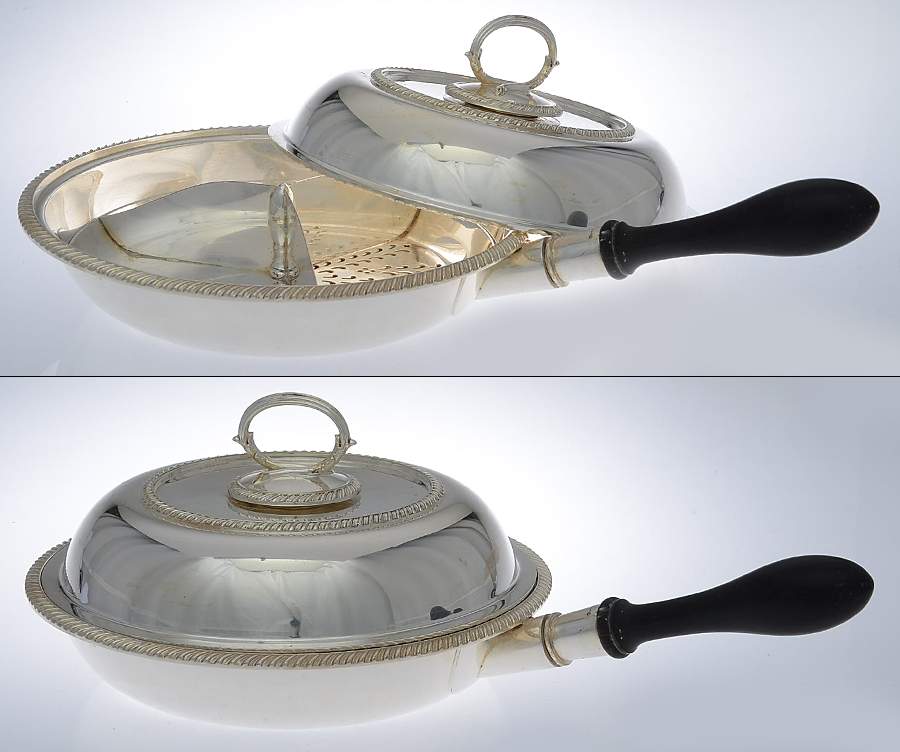 12669 (Silverplate, Hollowware) 3 Part Round Divided Vegetable with Lid by Wm Hutton & Sons-1
