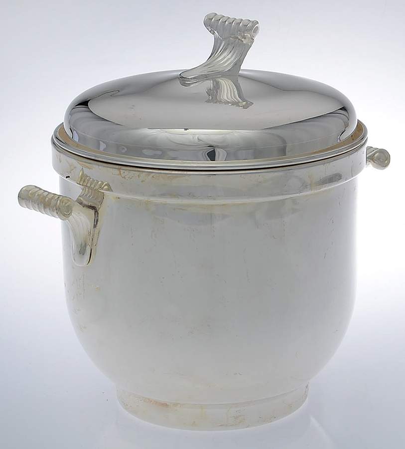 108 (Silverplate, Hollowware) Ice Bucket & Glass Liner by W & S Blackington Co-1
