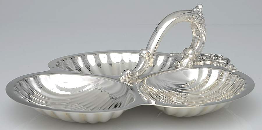 432 (Silverplate, Hollowware) 3-Part Handled Plated Bon Bon Bowl by Wallace Silver-1