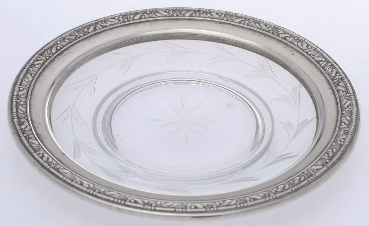 5145 (Sterling, Hollowware) Crystal Wine Coaster with Sterling Lip by Wallace Silver-1