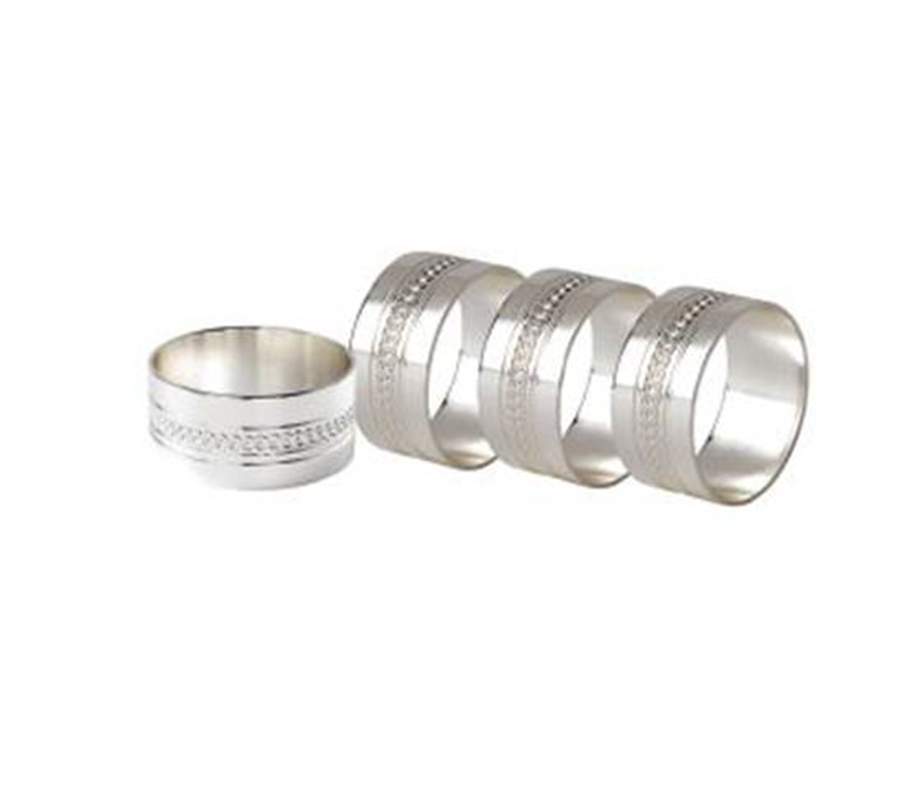 Simply Wish (Silverplate, Hollowware) Napkin Ring - Set of 4 by Wedgwood Silver-1