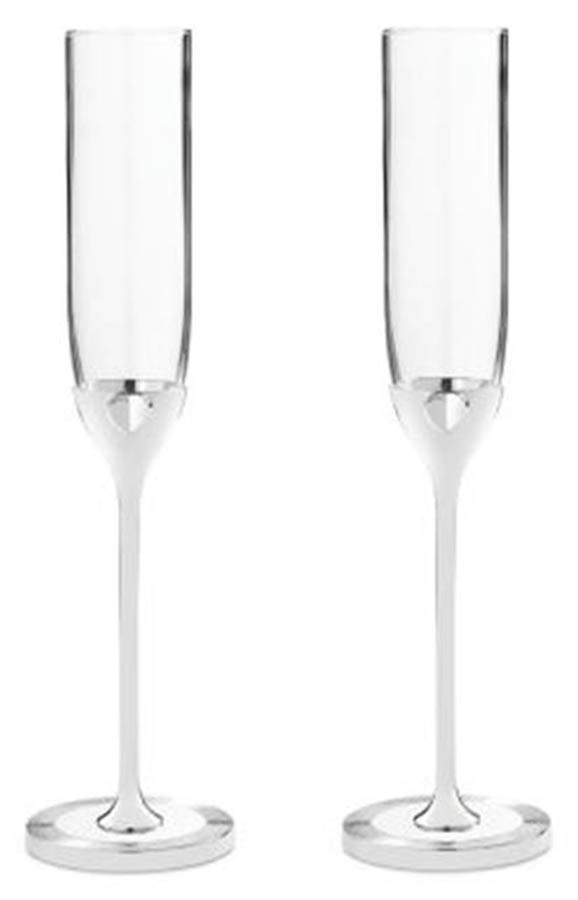 Vera Love Always (Silverplate, Hollowware) Glass & Silver Champagne Flute (Set 2 by Wedgwood Silver-1