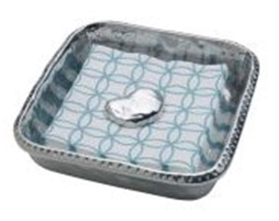 River Rock (Armetale, Hollowware) Square Napkin Holder with Weight by Wilton Armetale-1