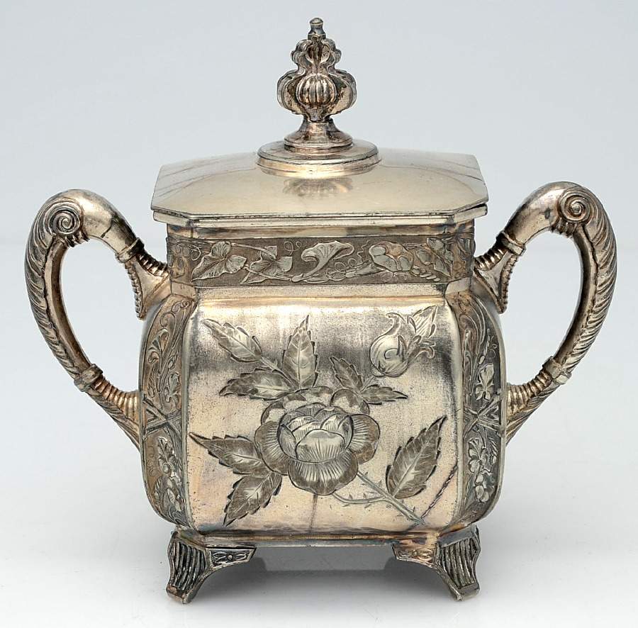 346 (Silverplate, Hollowware) Sugar Bowl & Lid by Wilcox Silverplate-1