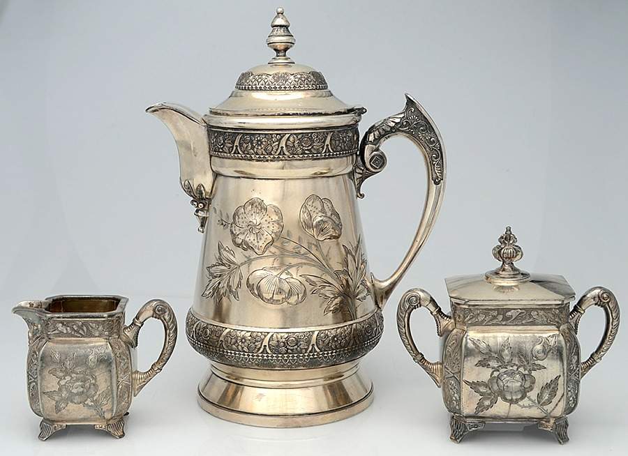 346 (Silverplate, Hollowware) 3 Piece Pitcher Set by Wilcox Silverplate-1