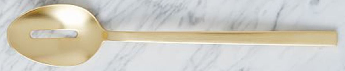 Gold (Gold Electroplate) Pierced Tablespoon (Serving Spoon) by West Elm-1