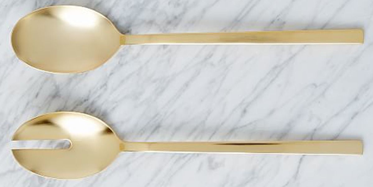 Gold (Gold Electroplate) (2 Pc) Solid Salad Set by West Elm-1