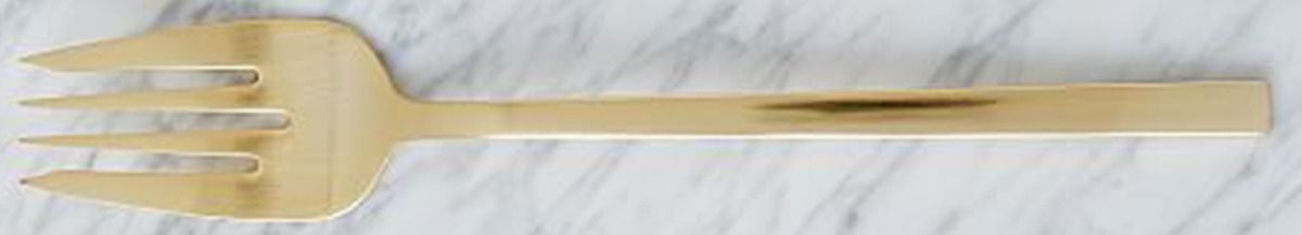 Gold (Gold Electroplate) Large Solid Cold Meat Serving Fork by West Elm-1