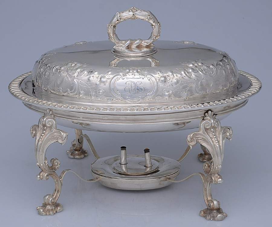 WGO11 (Sterling, Hollowware) Chafing Dish W/Lid, Burner & Stand by William Gale & Son-1